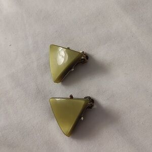 Vintage geometric green triangle earrings